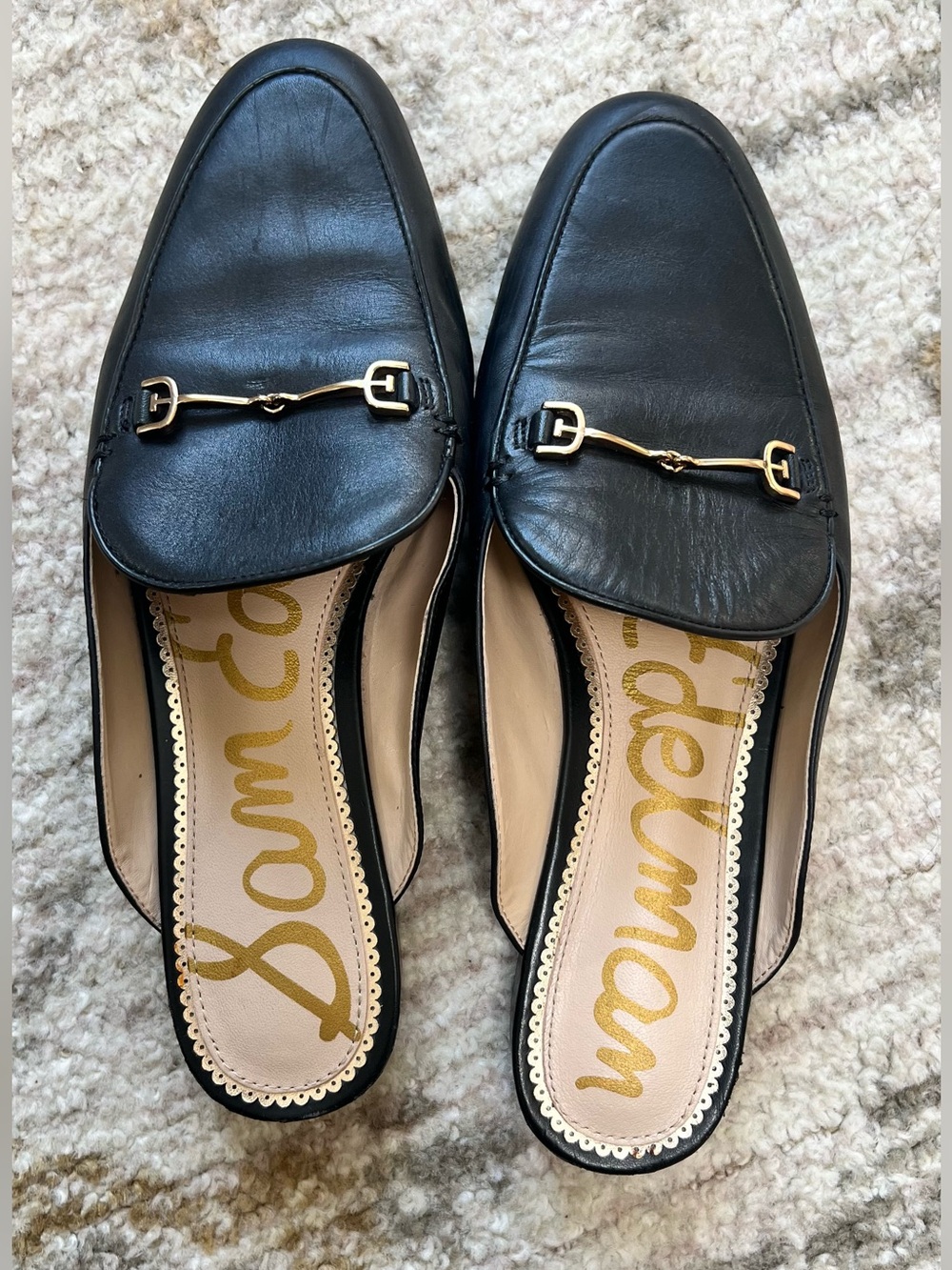 Sam Edelman Black Leather Horsebit Loafer Mule Size 9